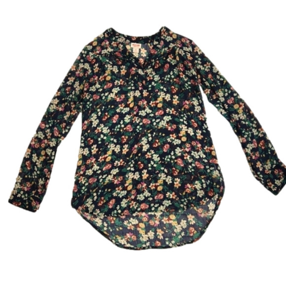 Womens Mossimo navy floral sheer long sleeve top size Small. - Picture 9 of 16